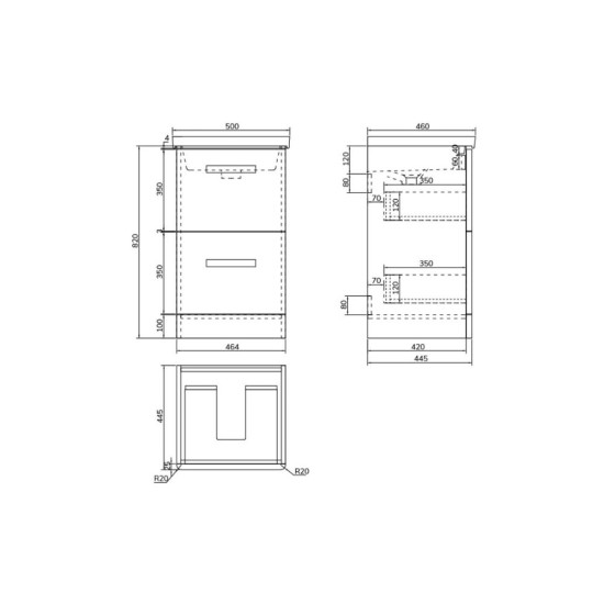 Kora 50cm 2 Drawer Floorstanding Vanity Unit