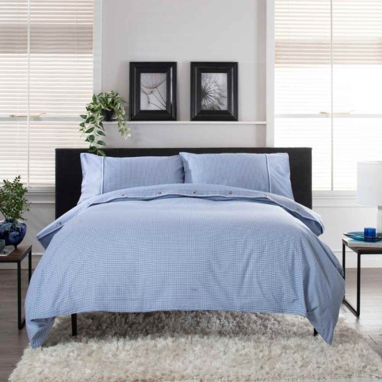 The Lyndon Company Gingham Duvet Set - Blue/ White