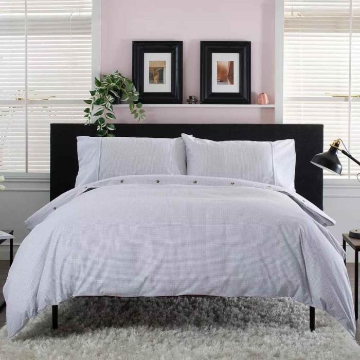 The Lyndon Company Gingham Duvet Set - Grey/ White