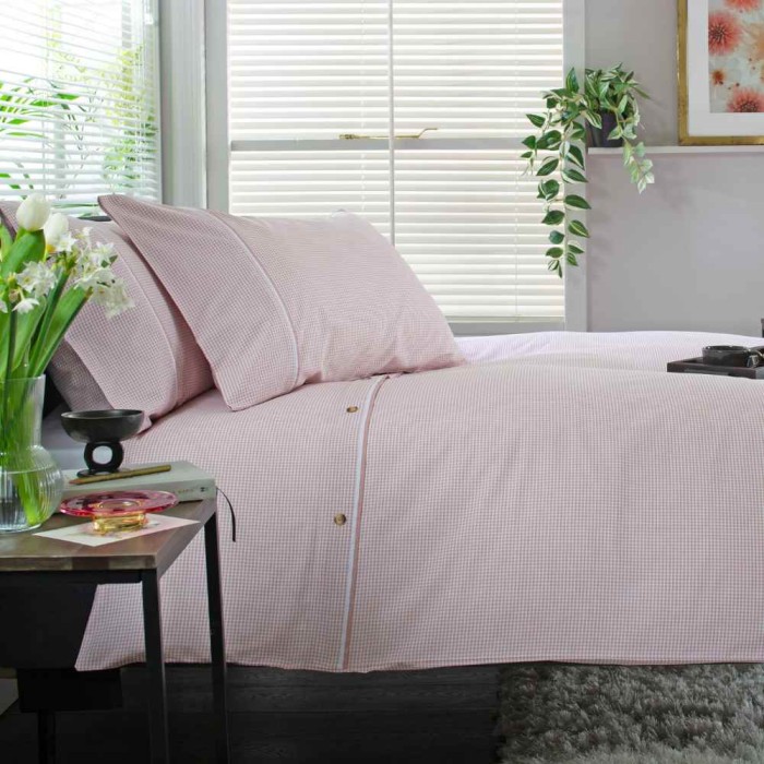 The Lyndon Company Gingham Duvet Set - Rose/ White