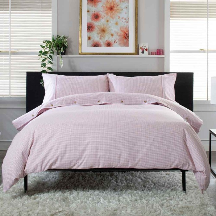 The Lyndon Company Gingham Duvet Set - Rose/ White