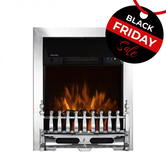 Warmlite Whitby Chrome Electric Fire inset with Remote 2kw