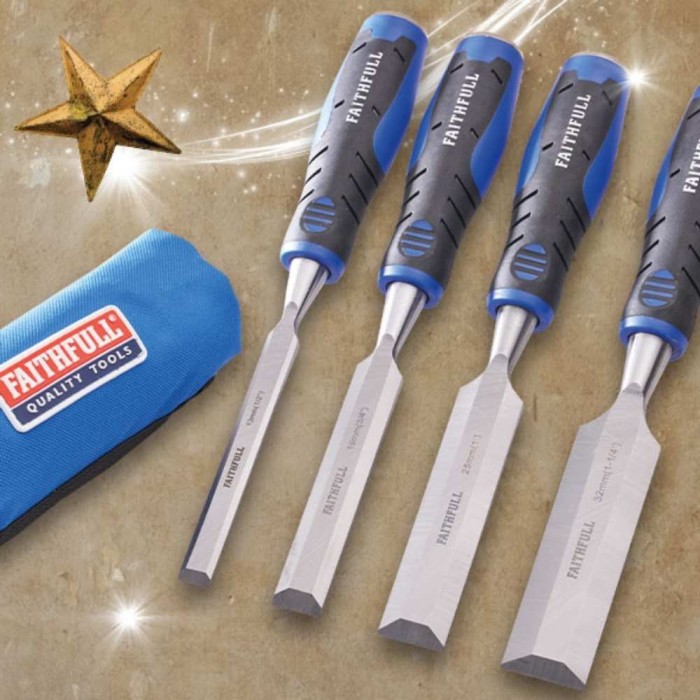 4 Piece Soft Grip Chisel Set in Roll 