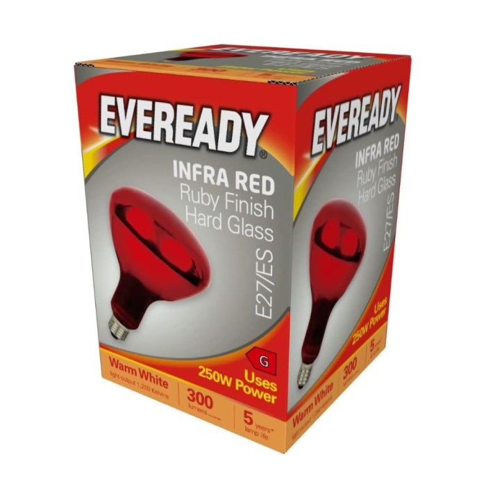 Eveready Infra Heat Lamp - Ruby Red Hard Glass