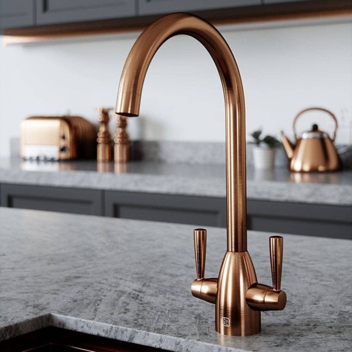 Brushed Copper Duo Mixer Tap