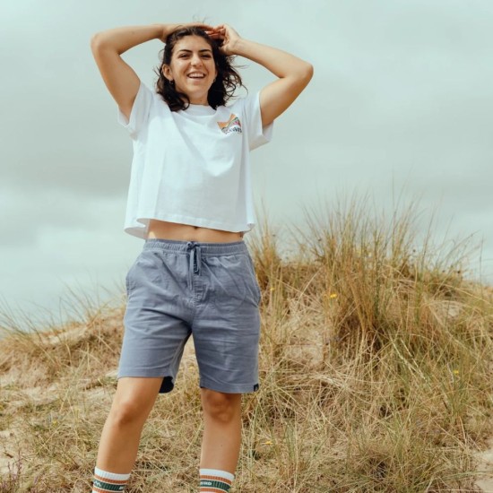 Bleubird Road Out cropped Tee White