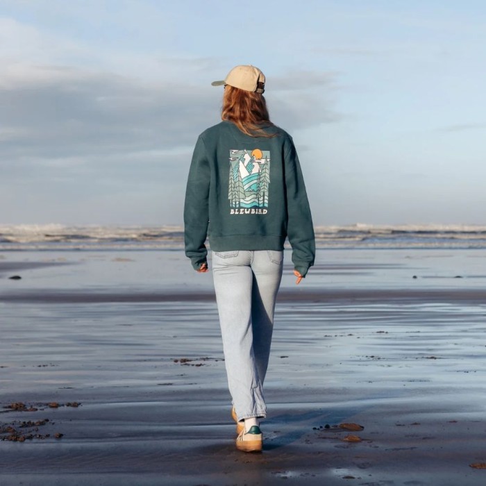 Bleubird Trailhead Cropped Crew Sweatshirt | Marine