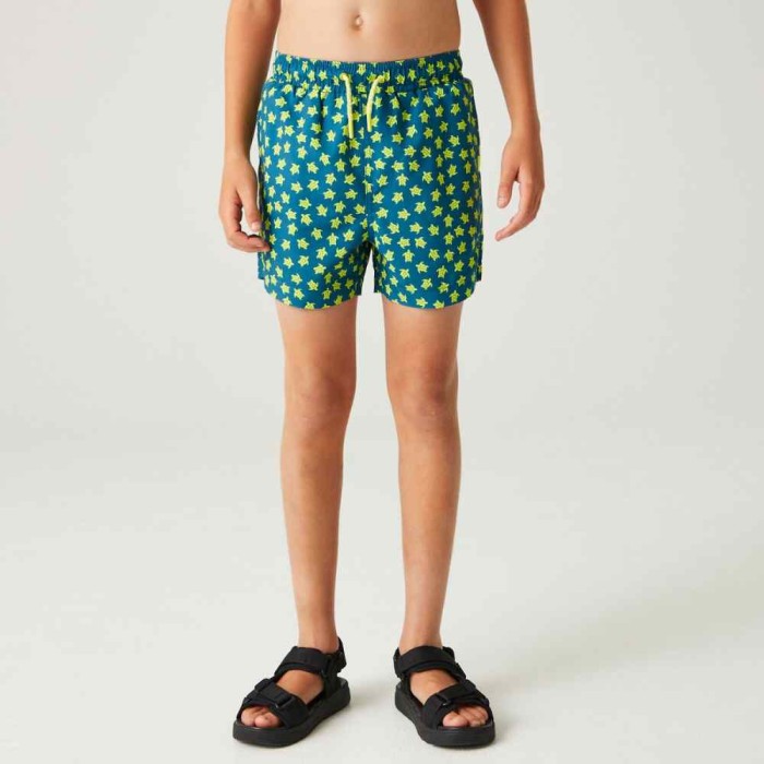 Junior Skander III Swim Shorts - Morrocan Blue Turtle Print
