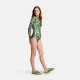 Orla Kiely Long Sleeve Swimsuit - Green Tropical