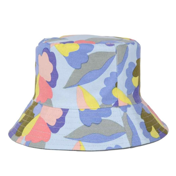 Women's Reversible Bucket Hat - Abstract Floral​ & Green Milieu