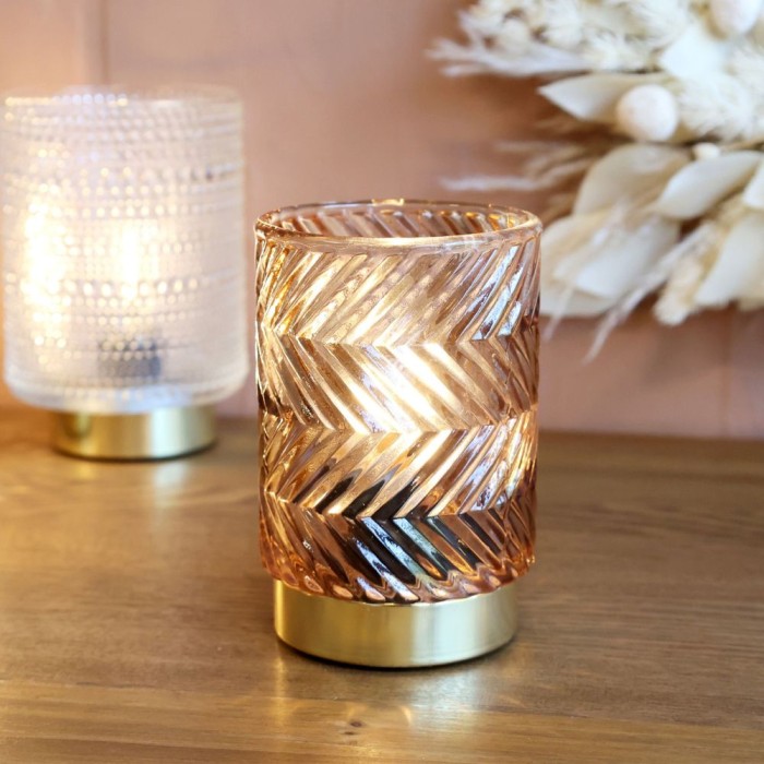 LED Lamp w/Pattern Jar - Mocha