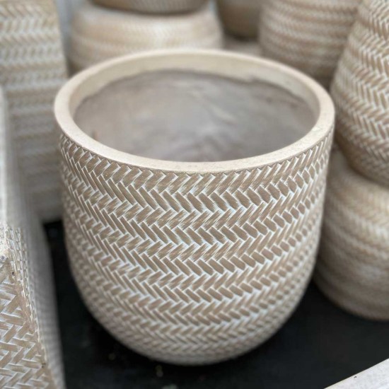 Alex Fiberclay Round Planter Soft Beige