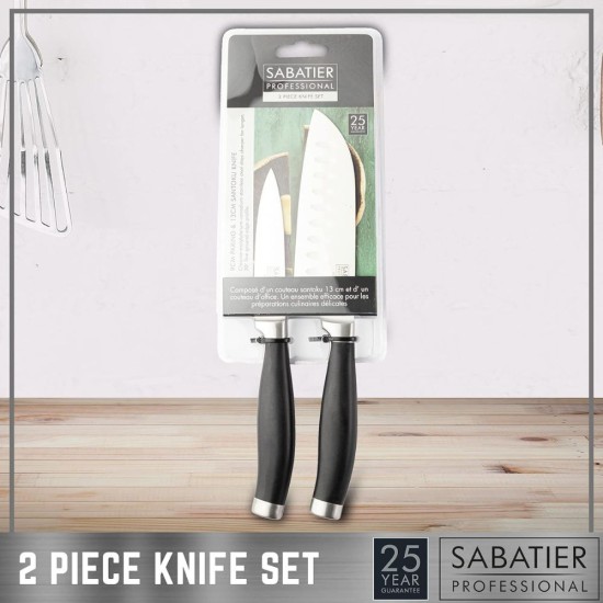 2 Piece Kitchen Knife Set - Black 