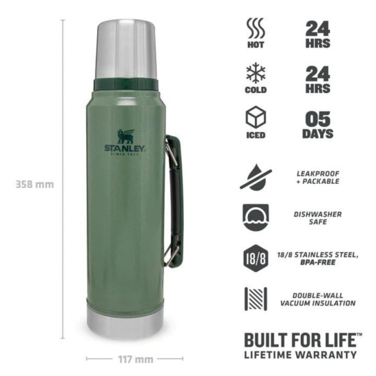 Classic Vacuum Bottle 1L Green