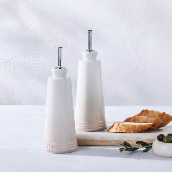 Le Creuset Stoneware Signature Oil & Vinegar Set Meringue