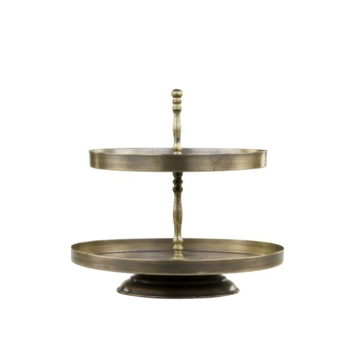 Antique Brass Cake Stand with 2 Trays