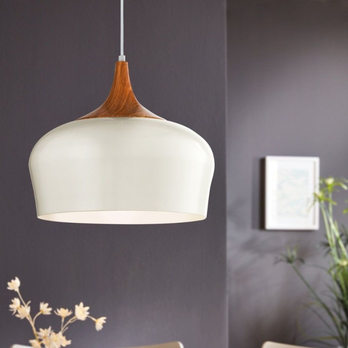 Obregon 1 Light Pendant Creme/Oak