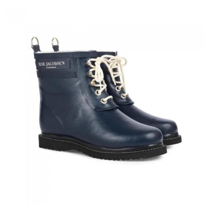 Laced Ankle Rubber Boots Dark Indigo