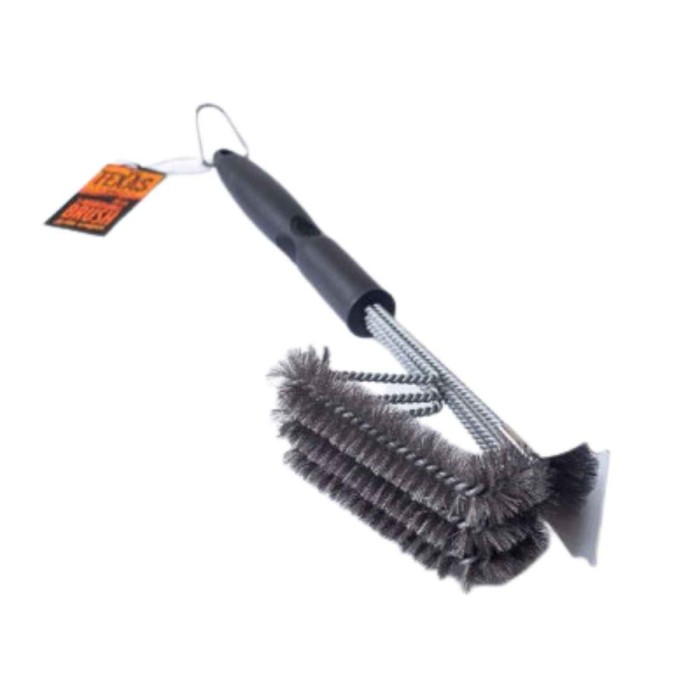 3-Headed Grill Brush With Scraper 44cm