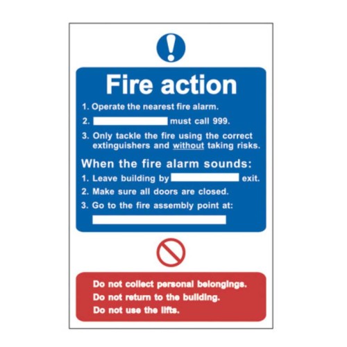 'Fire Action Procedure' Sign