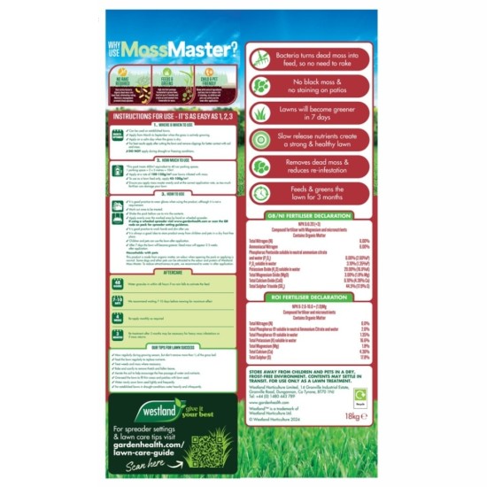 Westland Moss Master Moss Remover & Lawn Feed | 400m² Bag