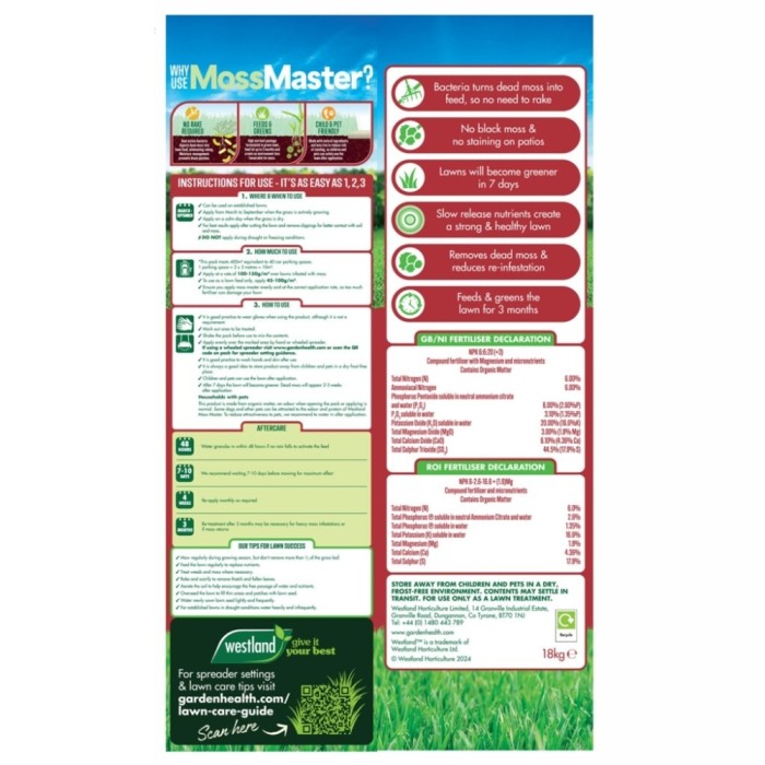 Westland Moss Master Moss Remover & Lawn Feed | 400m² Bag