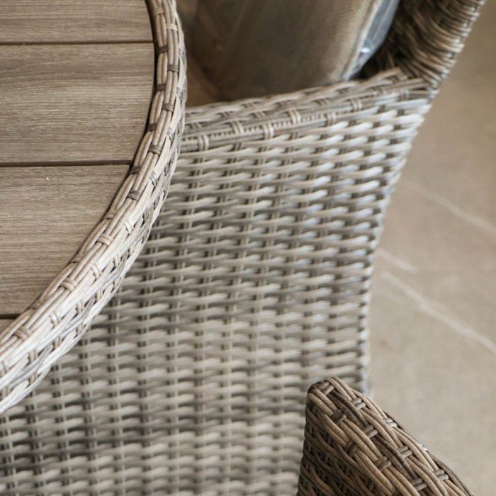 Parma 6-Seater Round Rattan Dining Set | Polywood Top