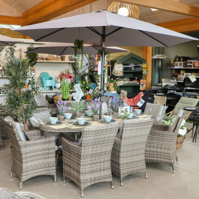 Parma 8-Seater Oval Rattan Dining Set | Polywood Top