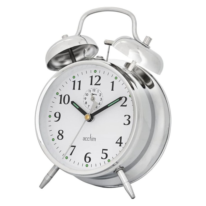Saxon Double Bell Alarm Clock | Chrome