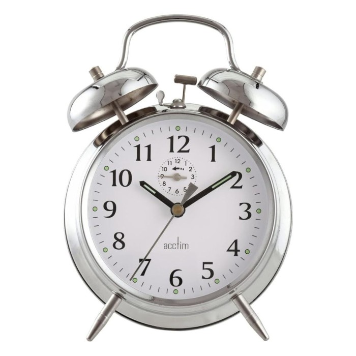 Saxon Double Bell Alarm Clock | Chrome