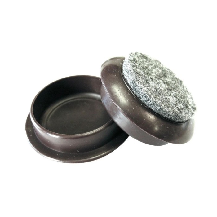Furniture Castor Cups with Felt Base | 44mm | Brown | Pack of 4