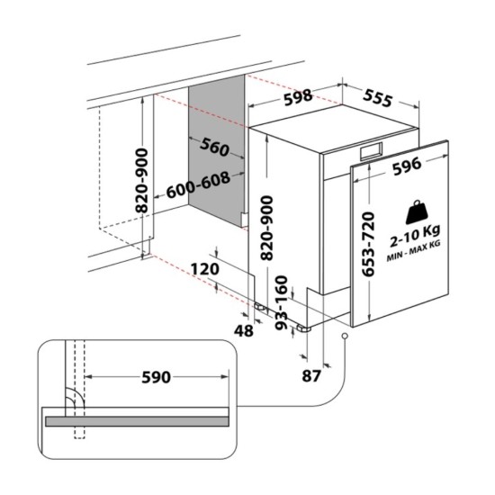Whirlpool Integrated Dishwasher | 14 Place | WIC 3C26 N UK