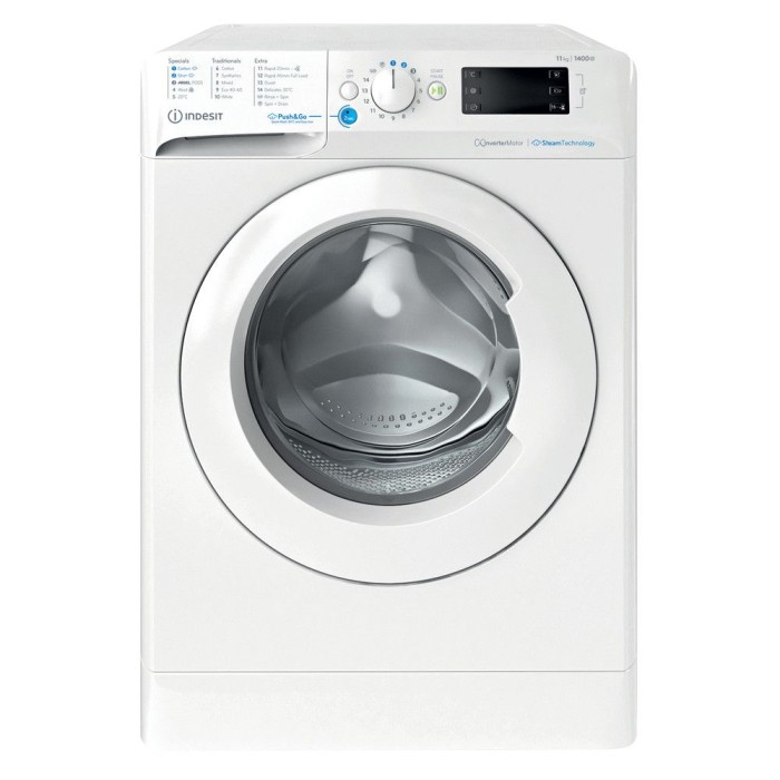 Indesit 11KG Steam Push & Go Washing Machine White | 1400 Spin | BWE 111496X WV UK