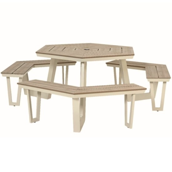 Octagonal Aluminium Garden Picnic Bench | 2.2M | Cream
