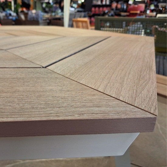 Octagonal Aluminium Garden Picnic Bench | 2.2M | Cream