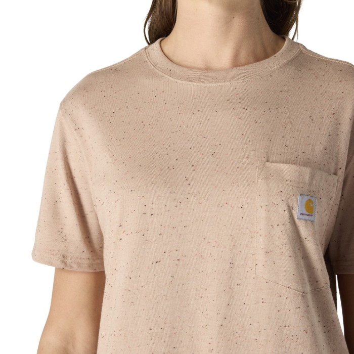 Carhartt Women’s WK87 Pocket T-Shirt | Light Taupe Nep | Size Options