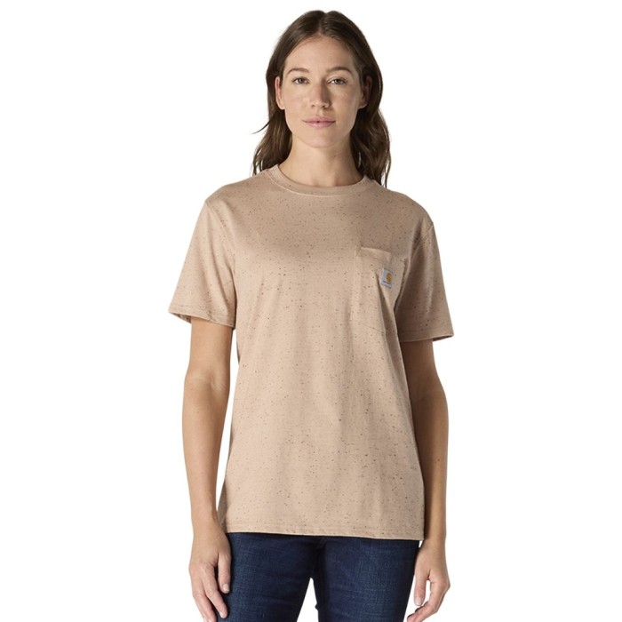 Carhartt Women’s WK87 Pocket T-Shirt | Light Taupe Nep | Size Options
