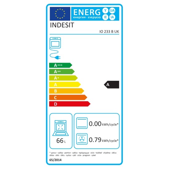 Indesit Built-In Single Electric Oven | 66L | Black | IO233BUK