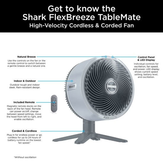 Shark FlexBreeze TableMate Indoor & Outdoor Fan | FA150UK