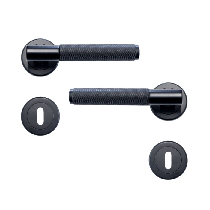 Sonnato Milan Lever on Rose Door Handle Matt Black | VP201MB