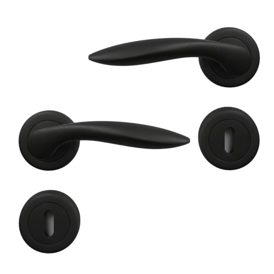 Sonnato Pieta Lever on Rose Door Handle Matt Black | VP005MB