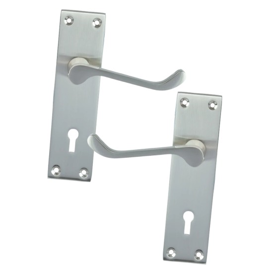 Sonnato Porto Satin Chrome Lever on Plate Door Handles | VP20SN