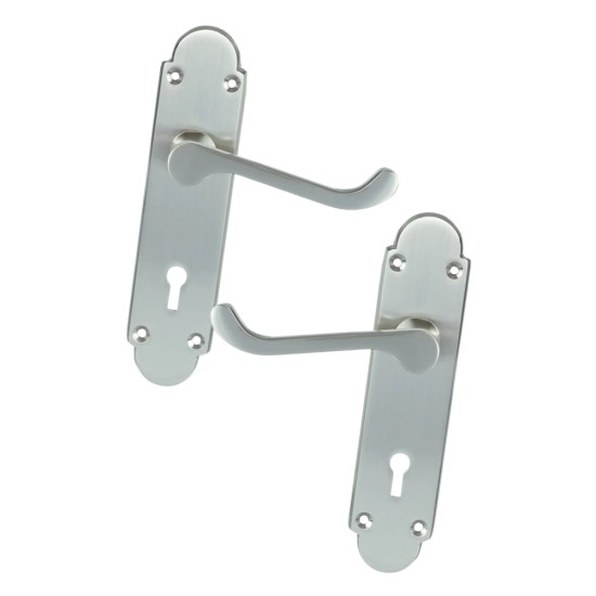 Sonnato Nova Satin Nickel Lever on Plate Door Handles | VP600SN