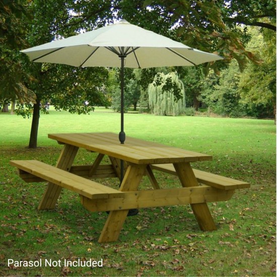 Oblong Wooden Garden Picnic Bench | 6-Seater | 44mm Slats