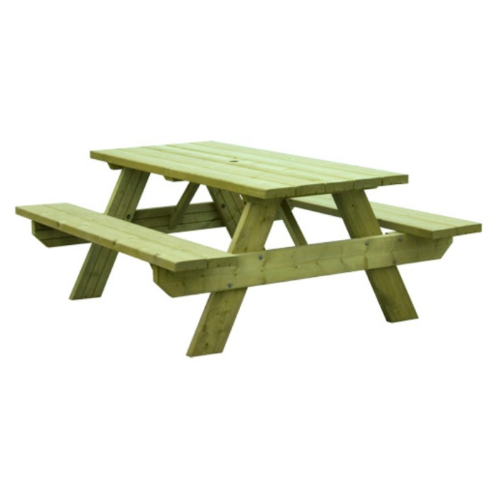 Oblong Wooden Garden Picnic Bench | 6-Seater