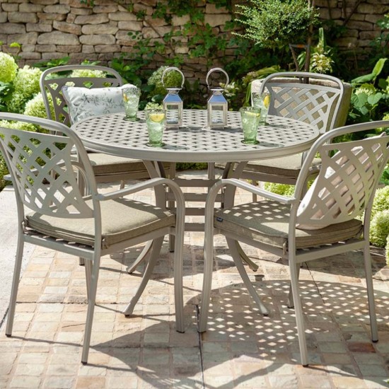 Berkeley 4-Seater Cast Aluminium Round Garden Dining Set | Maize