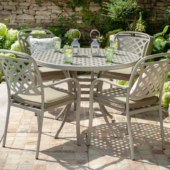 Berkeley 4-Seater Cast Aluminium Round Garden Dining Set | Maize