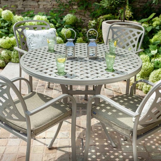 Berkeley 4-Seater Cast Aluminium Round Garden Dining Set | Maize