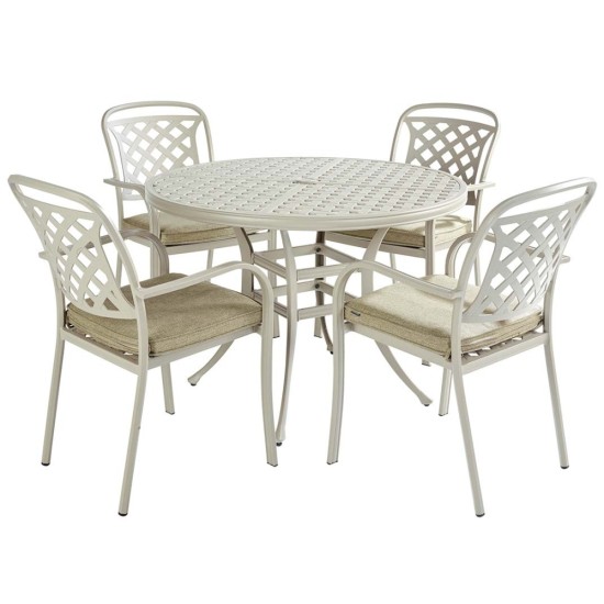 Berkeley 4-Seater Cast Aluminium Round Garden Dining Set | Maize