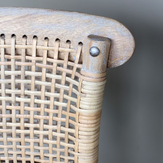 Chic Antique French Bar Stool with Wicker Seat & Backrest | 41080700